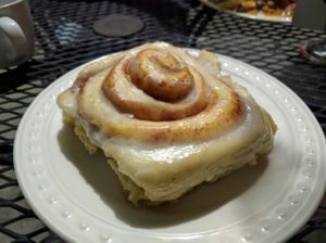 tasty moist cinnamon roll at Garden to Grill in Sacramento
