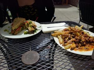 chili fries and sandwich  at Garden to Grill in Sacramento