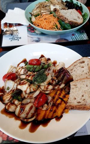 Grilled vegetable salad & "Greenie" salad at Sweet Balance - Gyodae in Seoul