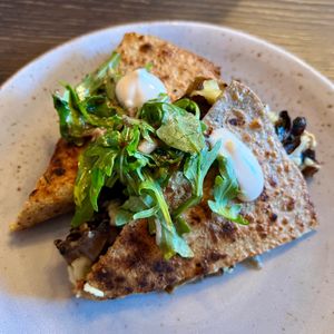 Quesadilla: 7.5 - “Meaty” and “cheesy”, very yummy but didn't love the buckwheat and chia tortilla at Vandal in Newtown