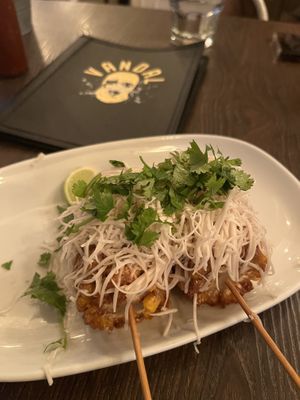 Charred corn cobs (with grated ‘cheese’). Mind blowing!  at Vandal in Newtown