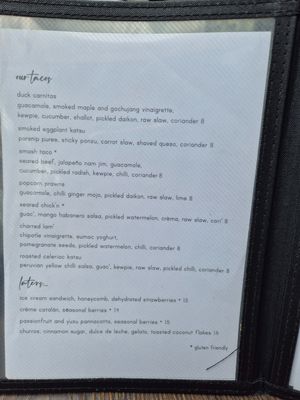 Menu Jan 2026 at Vandal in Newtown