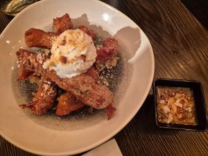 Churros $16.00: was ok, crispy, a lot thicker than traditional churros, dulce de leche was too sweet for me but my partner loved it at Vandal in Newtown