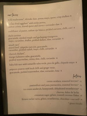 Tacos and desserts   at Vandal in Newtown