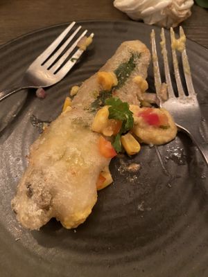 The crisp zucchini flower is amazing. Careful with the temperature though- one bite and all that queso and bechamel flows out like lava. That’s what makes it so good though.  at Vandal in Newtown