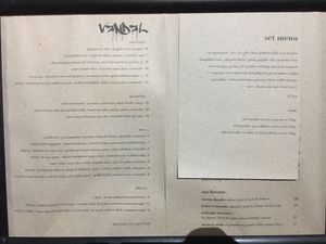 Full dinner menu   at Vandal in Newtown