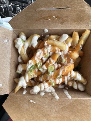 Metal Fries (Buffalo ranch)  at Peach and Pine in St James