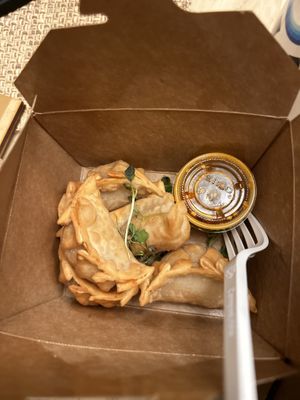 Vegan pork dumplings   at Peach and Pine in St James