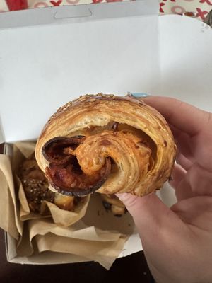 Pepperoni pizza croissant  at Peach and Pine in St James