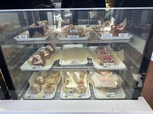 Bakery case  at Peach and Pine in St James