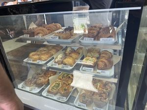 Bakery case  at Peach and Pine in St James