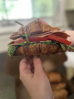 BLT croissant  at Peach and Pine in St James