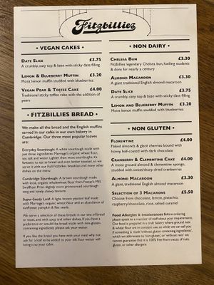 vegan cakes at Fitzbillies - Trumpington in Cambridge