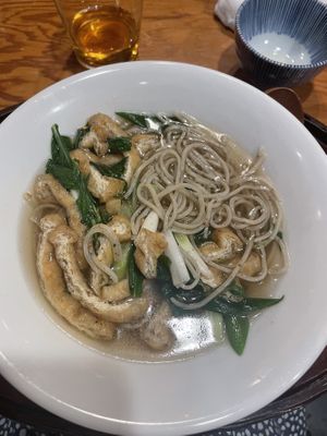 Tofu buckwheat noodle soup  at Genji-soba in Osaka