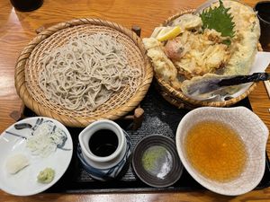 cold soba and tempura set  at Genji-soba in Osaka