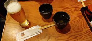 Ocha to beero at Genji-soba in Osaka