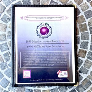 Menu  at Cozy Plum Bistro  in Sebastopol