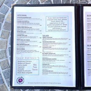 Menu  at Cozy Plum Bistro  in Sebastopol