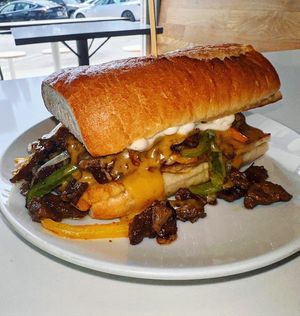 Philly cheesesteak   at Cozy Plum Bistro  in Sebastopol