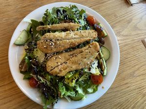 Sonoma salad with crispy tenders  at Cozy Plum Bistro  in Sebastopol