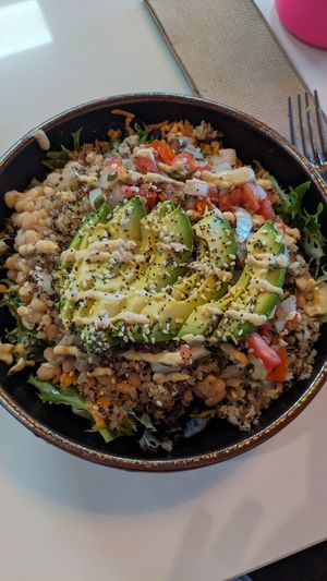 "Avocado Quinoa" that tastes like rice and beans at Cozy Plum Bistro  in Sebastopol