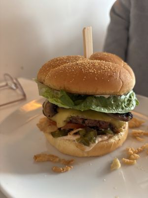 Mushroom burger  at Cozy Plum Bistro  in Sebastopol