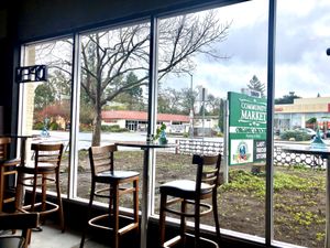 My favorite spot looking out on Mendocino Ave. at Cozy Plum Bistro  in Sebastopol
