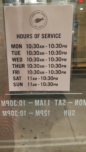 Hours at Love Art Sushi in Boston