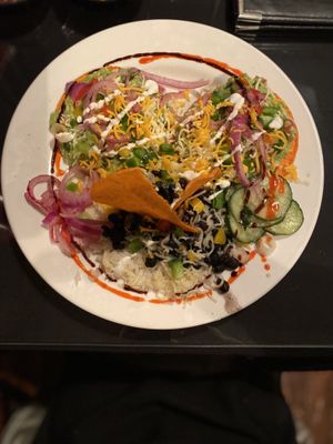 Guacastada - vegetarian dish  at Rolando's in Hot Springs