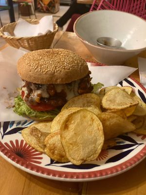 One of the hamburgers at Madreselva in Bogota