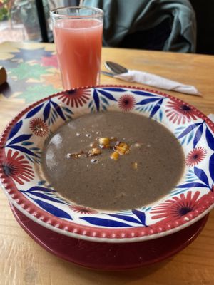 Black bean soup  at Madreselva in Bogota