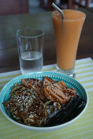 Their version of spam musubi. Love it so much! at Wholly Grounds in Bacolod