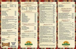 Menu, some vegetarian can be made vegan at Hyderabad House in Indianapolis