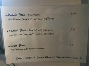 Menu at Island Dosa in Nelly Bay