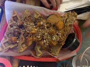Chikn (Tofu) and waffles 👎  at Annie O Loves in Charleston