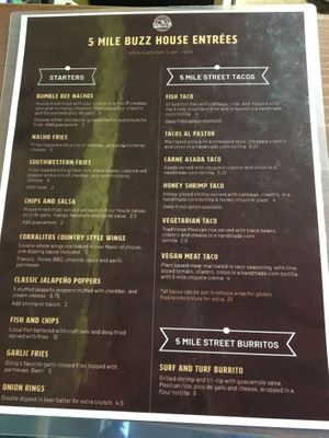 front of menu  at 5 Mile Buzz House in Corralitos
