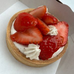 Strawberry tart with vanilla cream  at Honeytrap Bakery in Glasgow