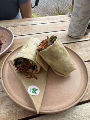 Amazing vegan tofu wrap  at Vegbox Cafe in Exeter