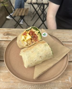 Vegan brekkie wrap!  at Vegbox Cafe in Exeter