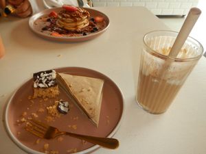 Nuts about you smoothie & coconut flapjack at Vegbox Cafe in Exeter