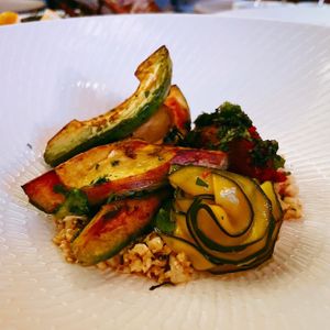 Roasted avocado, wildrice and tomato jam - vegan at Artemis in Central Singapore