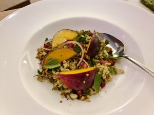 Peach and ancient grains salad at Artemis in Central Singapore