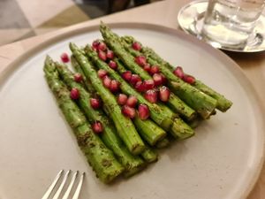 Asparagus and pomegranate at Artemis in Central Singapore