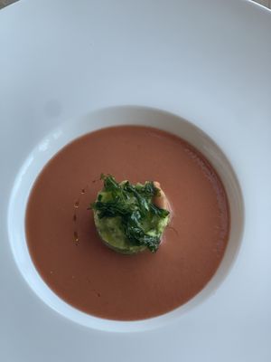 Tomato and peach gazpacho at Artemis in Central Singapore