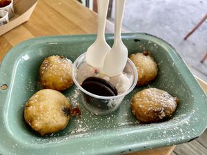 Fried Oreos - soooo good  at Tacotarian - Downtown LV in Las Vegas
