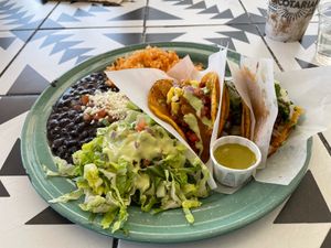 Taco platter with 3 different tacos at Tacotarian - Downtown LV in Las Vegas