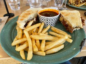Birria Grilled Cheese from the brunch menu. Must try.  at Tacotarian - Downtown LV in Las Vegas