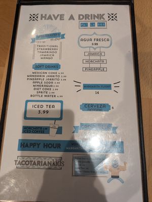 Menu at Tacotarian - Downtown LV in Las Vegas