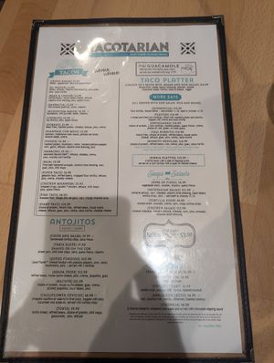 Menu at Tacotarian - Downtown LV in Las Vegas