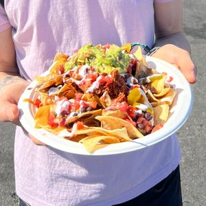 Jackfruit Nachos! at Tacotarian - Downtown LV in Las Vegas